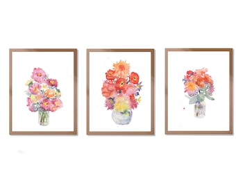 Flowers printablefloral downloadable, flowers setkitchen floral set of 3