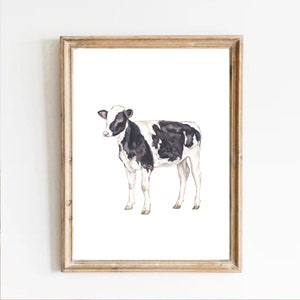 水彩壁絵 Watercolor *The Tender Calf Calf* White Calf Watercolor Cow – Susan Windsor