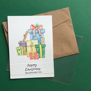 Cartes de Noël personnalisées, cartes de Noël aquarelle faites à la main, cartes peintes à la main carte de Noël originales, carte cadeau de Noël