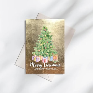 Cartes de Noël aquarelles faites main, cartes aquarelles originales, carte de sapin de Noël, impressions de cartes aquarelles