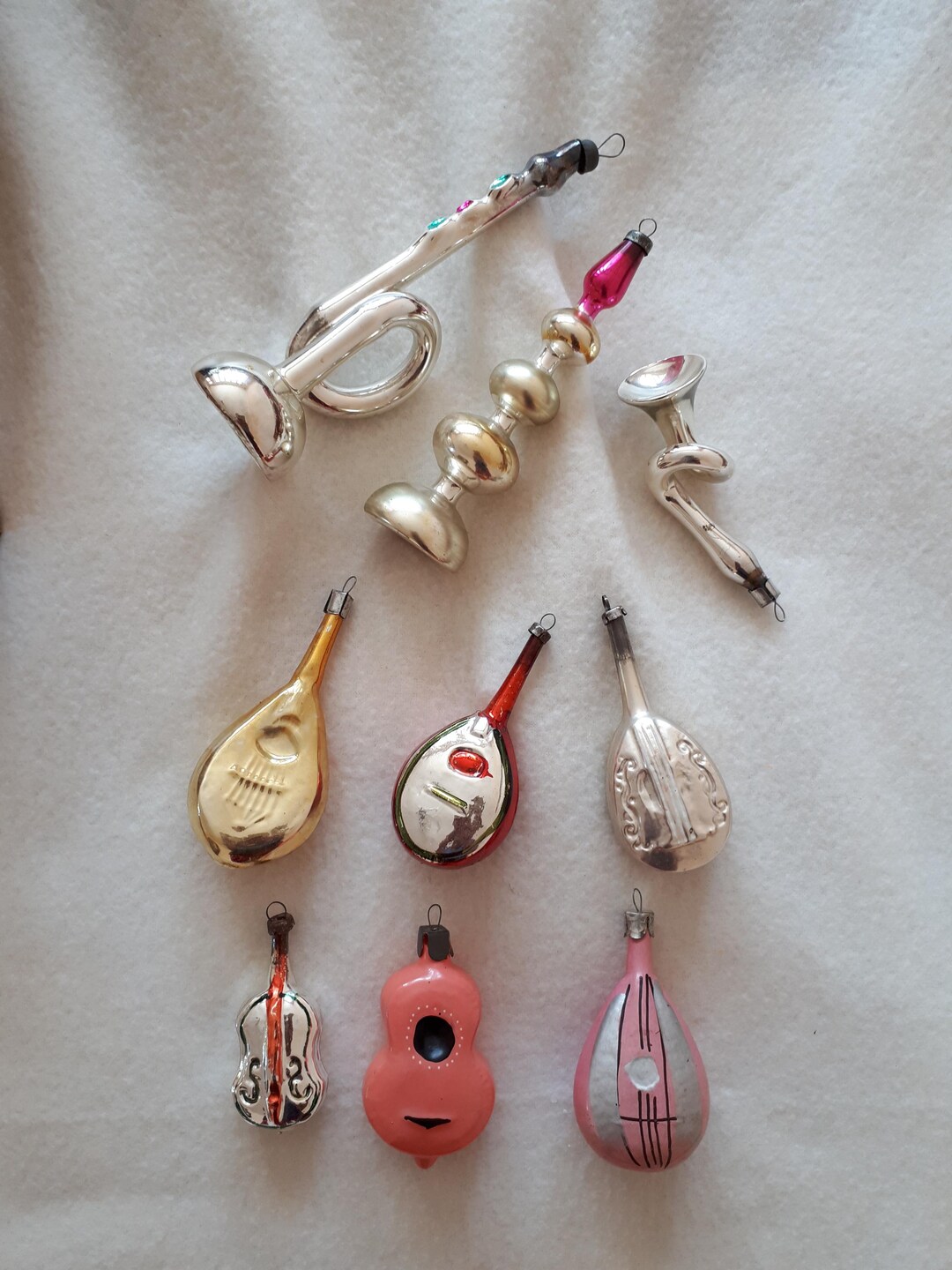 String Instruments Christmas MUSICAL INSTRUMENTS Vintage Christmas Ornament, Glass Ornament, Retro ...