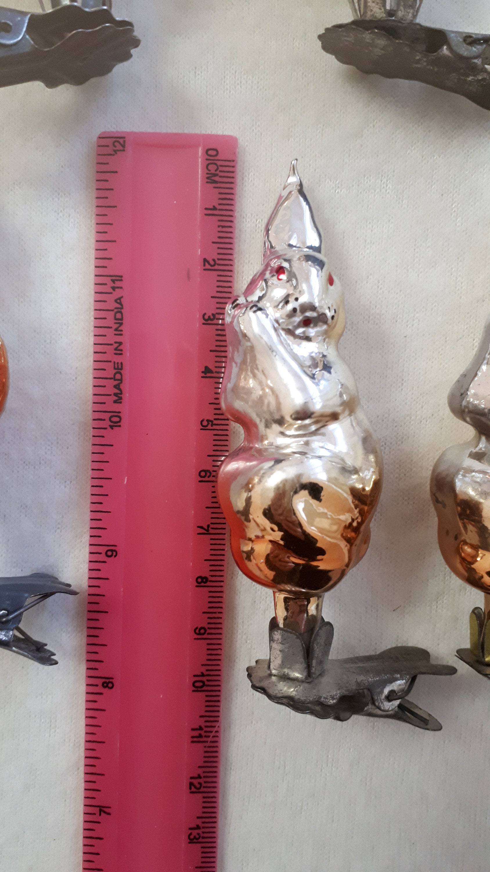 Boule De Noël Vintage En Verre Argenté - Décoration Lapin/Lièvre - Années 70/80