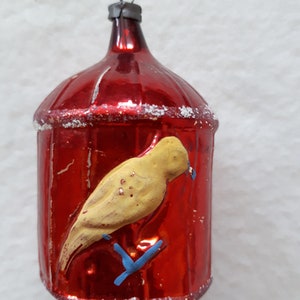 BIRD IN A CAGE vintage German Christmas decoration, Retro Christmas, Christmas ornament, nostalgic Christmas, mercury glass, Lauscha German