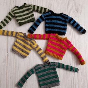Doll Clothing - sweater for doll 11.5 - 12 inch doll knitted sweater, Fashion doll, made to move, fashionistas - striped doll sweater