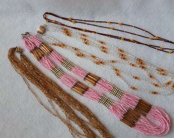 Set von 4 Vintage Perlen - Glasperlen - Perlenkette