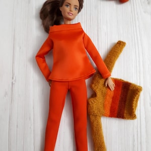 Doll outfit, Clothes for doll 11.5 - 12 inch, total look 3 in 1 set for barbiedoll, Fashion doll clothes, made to move doll, doll  sweater