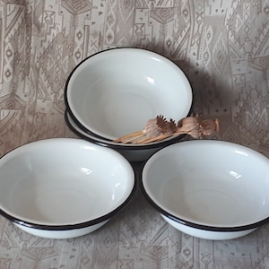 Vintage Enamel Bowl, Set of 4 Enamel Bowl, Rustic Kitchen Decor,  Cottagecore Rustic Enamelware, Country Kitchen Decor sovet enamel