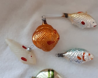 アンティークガラスの魚のクリスマスオーナメント、コレクターズ
