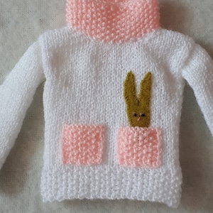 Doll Clothing Handmade 11,5 inch doll  - handmade knitting sweater - bunny in pocket - for made to move doll - Warm sweater made in Ukraine