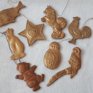 Adornos navideños de cartón Dresden vintage, lote de 8, decoración para árboles de Navidad