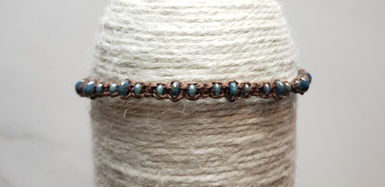 Removable Macrame Boho Beachy Destash Free Shipping Turquoise Bronze Picasso Hemp Ankle Bracelet Beaded Hemp Anklet ON SALE 10 12