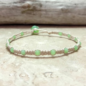 Beach Sea Glass Hemp Ankle Bracelets - CHOOSE SIZE/STYLE - Handmade Artisan Beachy Macrame Anklets Jewelry for Women Girls - Free Shipping