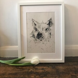Pig print, black and white print, nursery print, art print, wall art