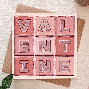 Carte de Saint-Valentin typographique rouge et rose, carte de Saint-Valentin romantique pour femme, pour mari, pour partenaire, jolies cartes de voeux écologiques