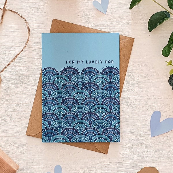 For My Lovely Dad Card / Blue Seaside Illustration Father's Day Card / Blue Waves Father's Day Card / Eco-Friendly Father's Day Cards