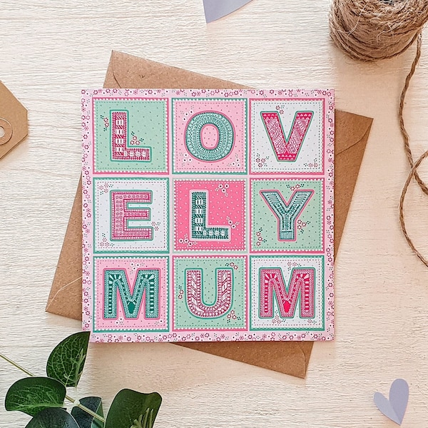 Lovely Mum Mother's Day Card / Pretty Pink Floral Mother's Day Card / Happy Mother's Day Cards / Eco-Friendly Mother's Day Cards