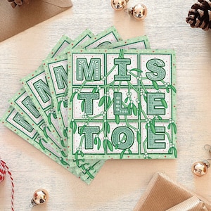 Lot de cartes de Noël romantiques avec du gui / Paquet multiple de cartes de Noël / Cartes de Noël respectueuses de l'environnement / Carte de Noël unique pour partenaire, femme