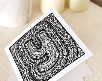 Y - Colouring Card / Letter Y Card / Y Initial Cards / Typographic Greeting Cards / Blank Cards / Illustration / Black and White / Alphabet