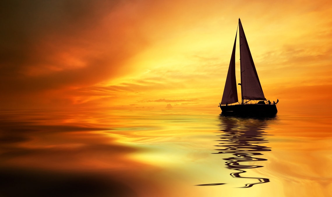 Boat in the sunset Sea Ocean Sunset 4K Photographic Print | Etsy