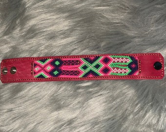 leather bracelets with embroidery