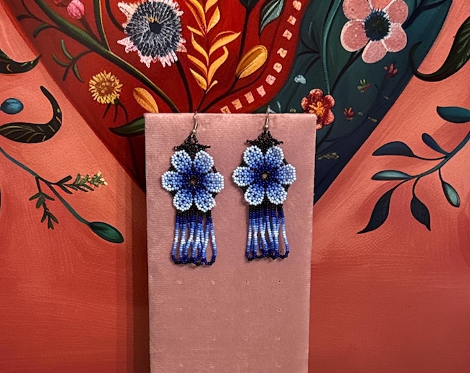 Handmade peyote flower earrings