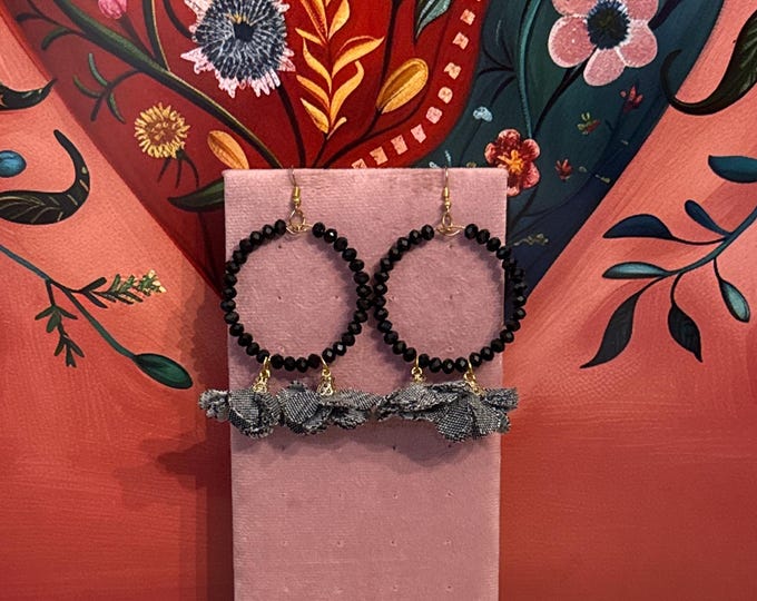 Crystal and flower earrings
