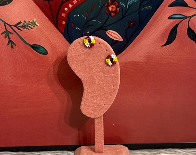 Beaded and crystal stud earrings