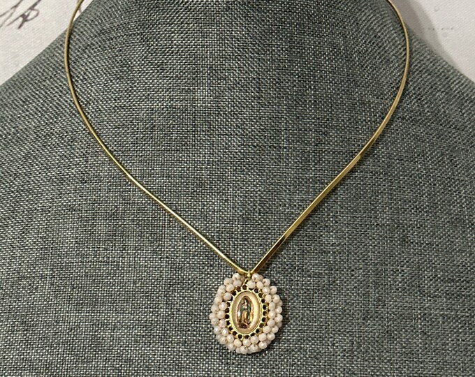 Gold choker with small medal of the Virgin of Guadalupe