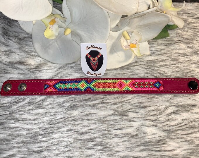 Leather bracelets with fabric