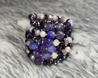 Agate spiral weekly with earrings