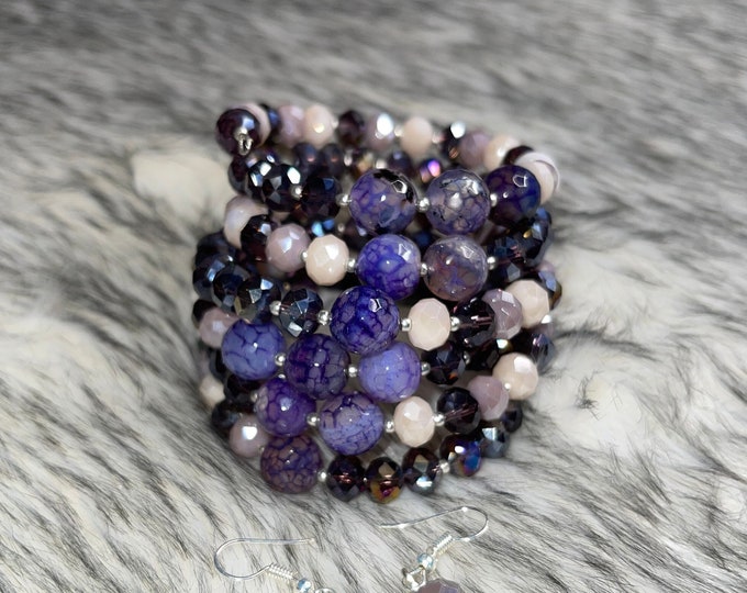 Agate spiral weekly with earrings