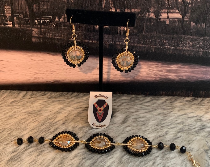 Bracelet set and crystal earrings