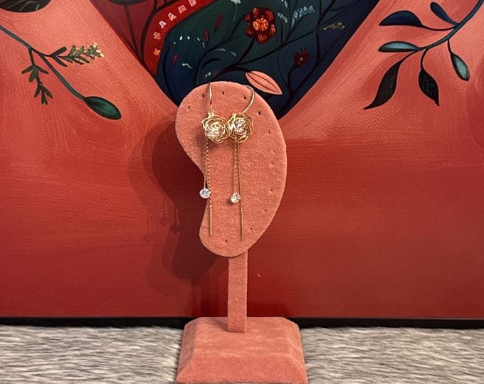 Long Crystal Flower Earrings