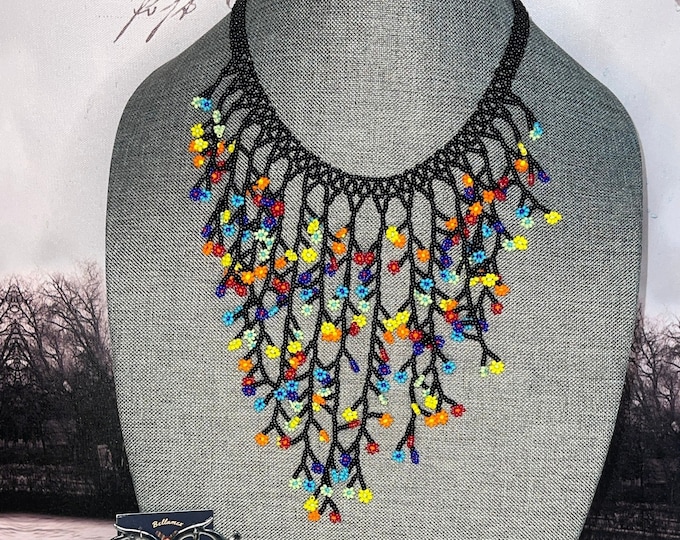 Floral roots necklace set with earrings and bracelet