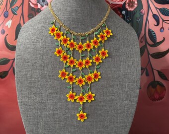 Mini flower waterfall necklace