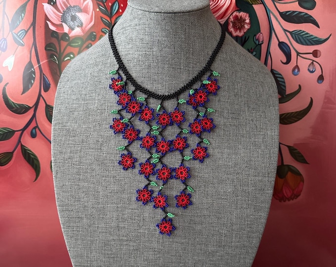 Mini flower waterfall necklace with earrings and bracelet