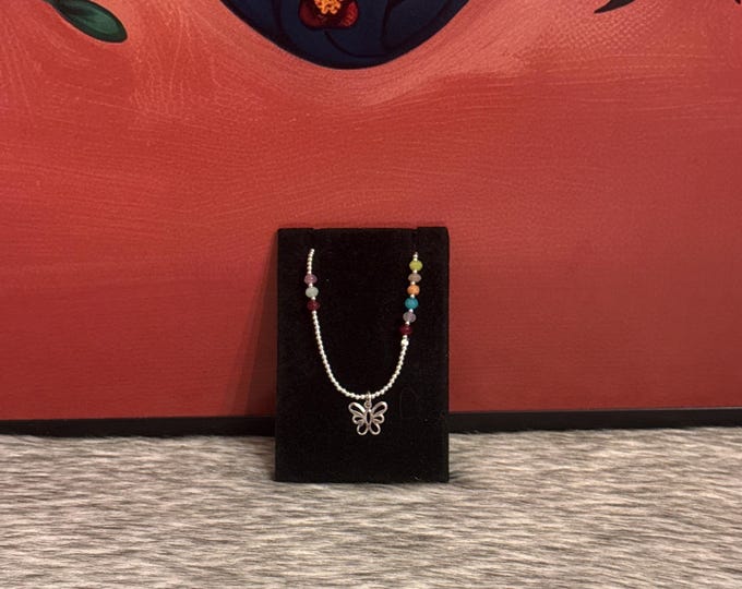 Elastic butterfly bracelet with 925 silver and Czech crystals