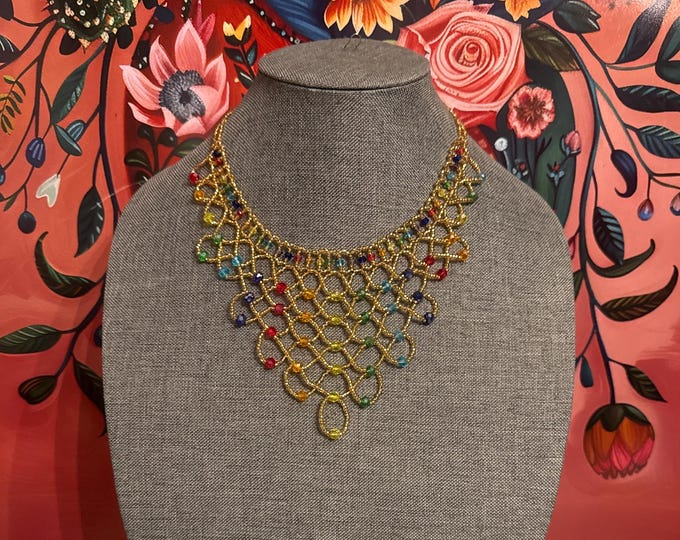 Crystal net necklace