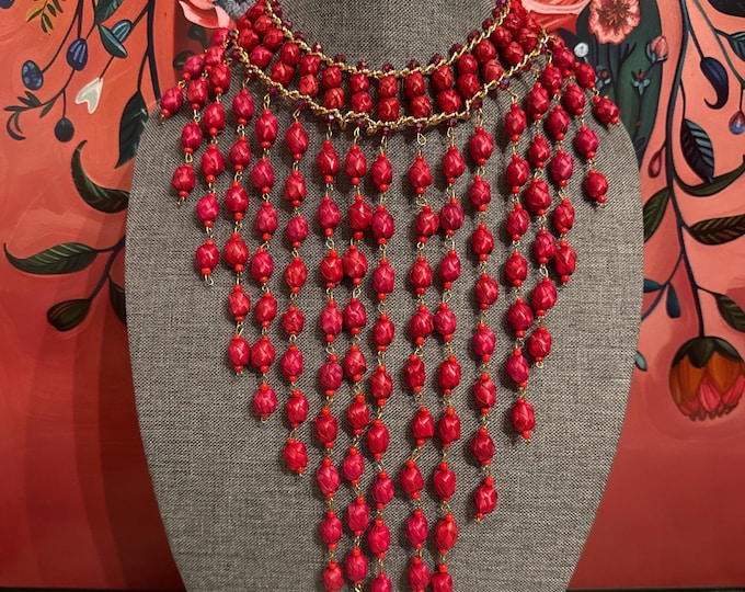 Palm barrel necklace with earrings