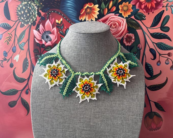 3 flower necklace set with earrings and bracelet