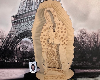 Virgin of Guadalupe carved in wood