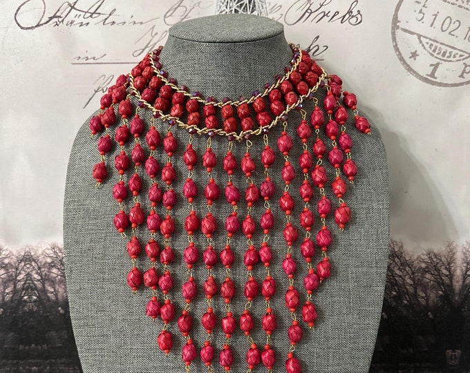 Palm barrel necklace with earrings
