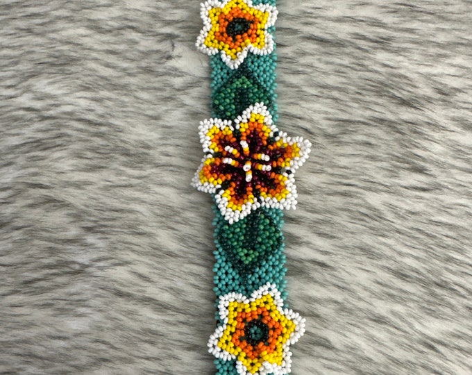 Huichol headband 3 flowers