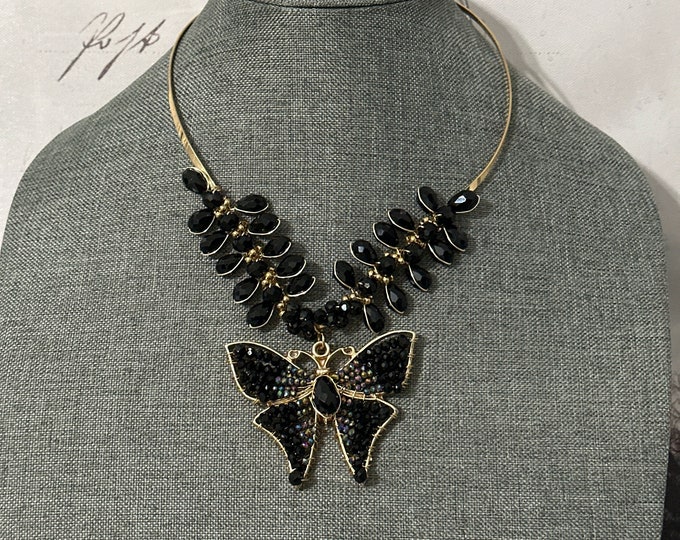 Crystal butterfly choker