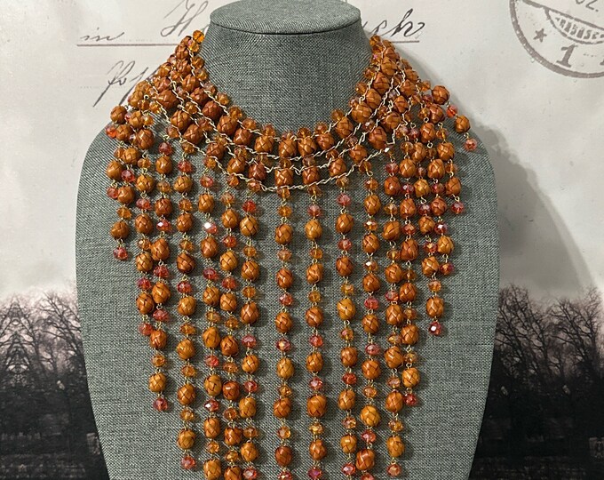 Maxi waterfall barrel necklace with earrings