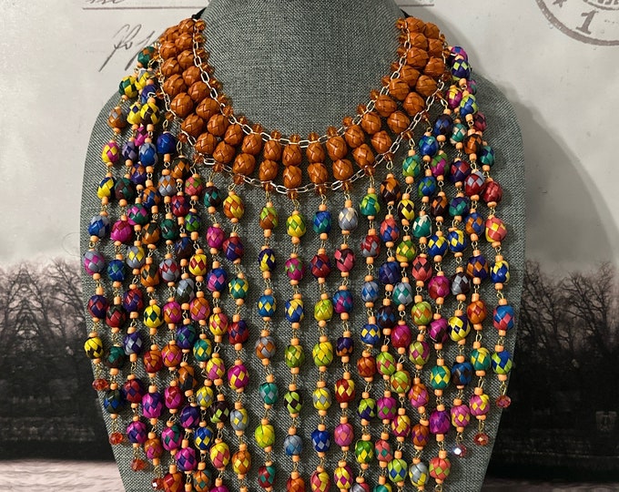 Palm barrel necklace with earrings