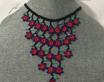 Mini waterfall flower necklace set with bracelet and earrings