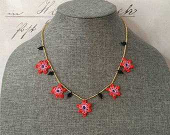 5 flower choker with earrings