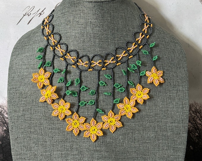 Sun flower necklace and earrings set