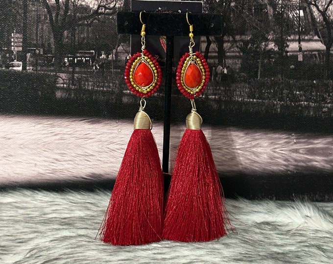Crystal and silk speck earrings